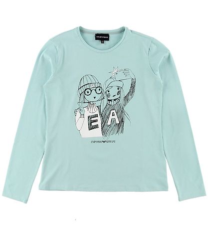 Emporio Armani Bluse - LyseBlå m. Print