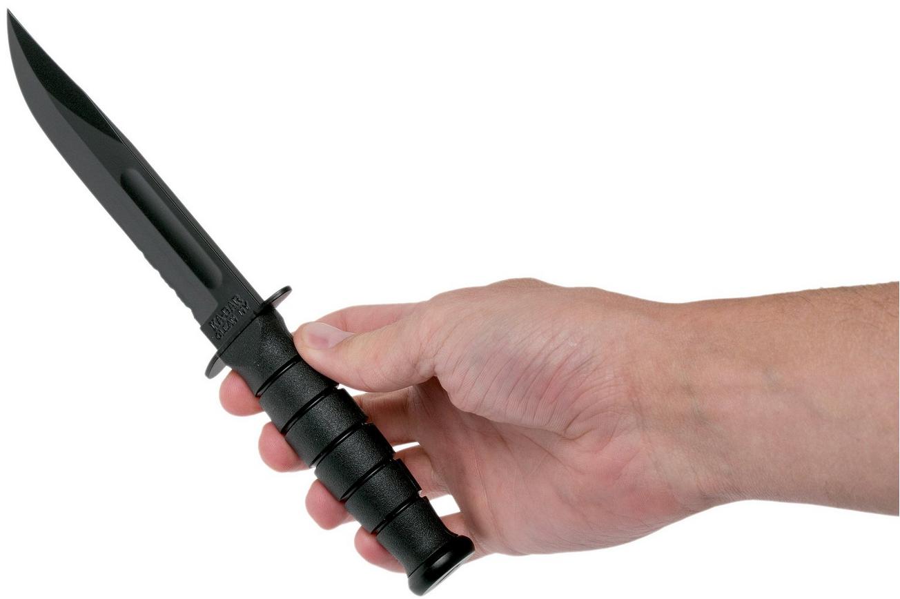 KA-BAR Short 1259 deels gekarteld, vaststaand mes, kunststof foedraal