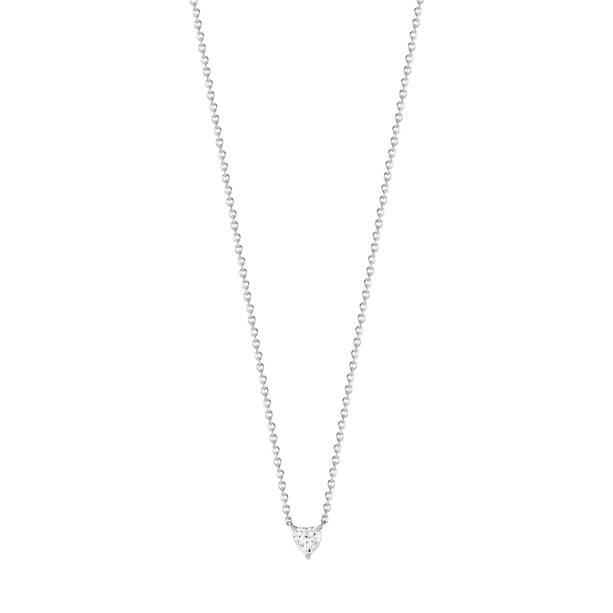 Collier argent 925 coeur zirconia 45 cm