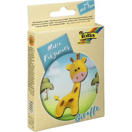 Folia Filz Nähset für Kinder Mini Filzinie, Anhänger Giraffe, 13 teilig