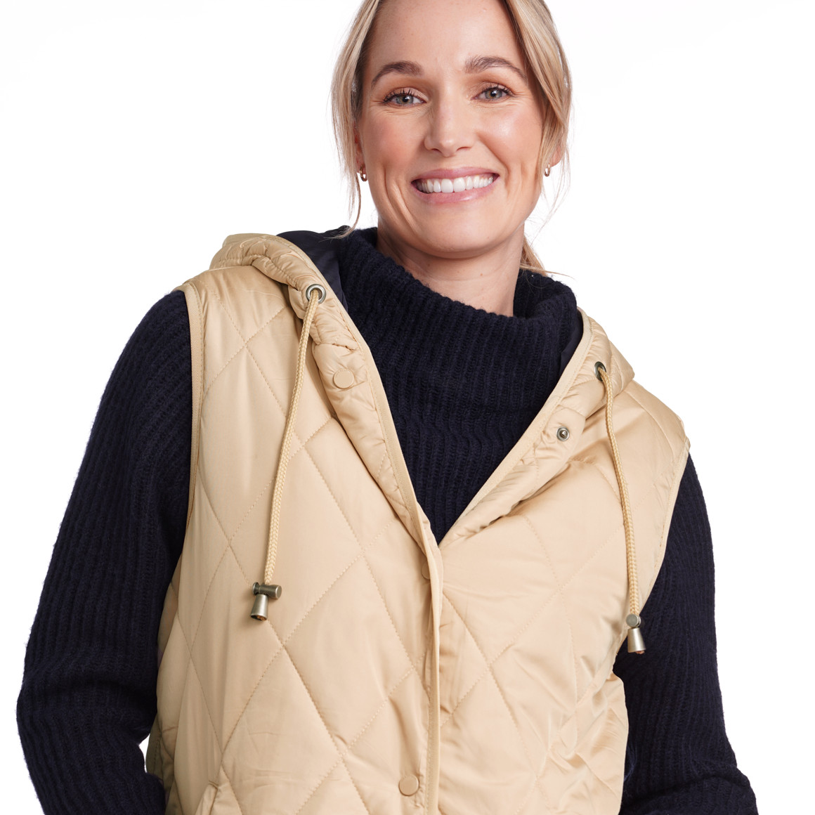 Gina Benotti Damen Steppweste mit Kapuze beige