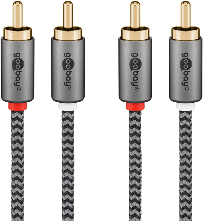 (1m) Dual Stereo-Cinch Audiokabel (65292) - Sharkskin Grey