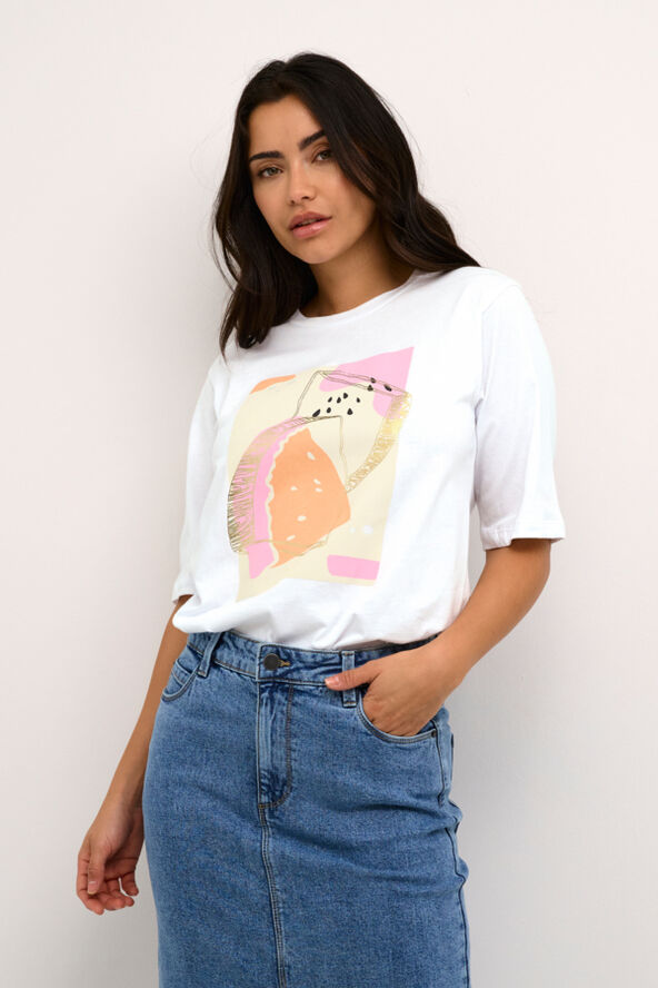 Kaffe KAmira T-Shirt Optical white/watermelon
