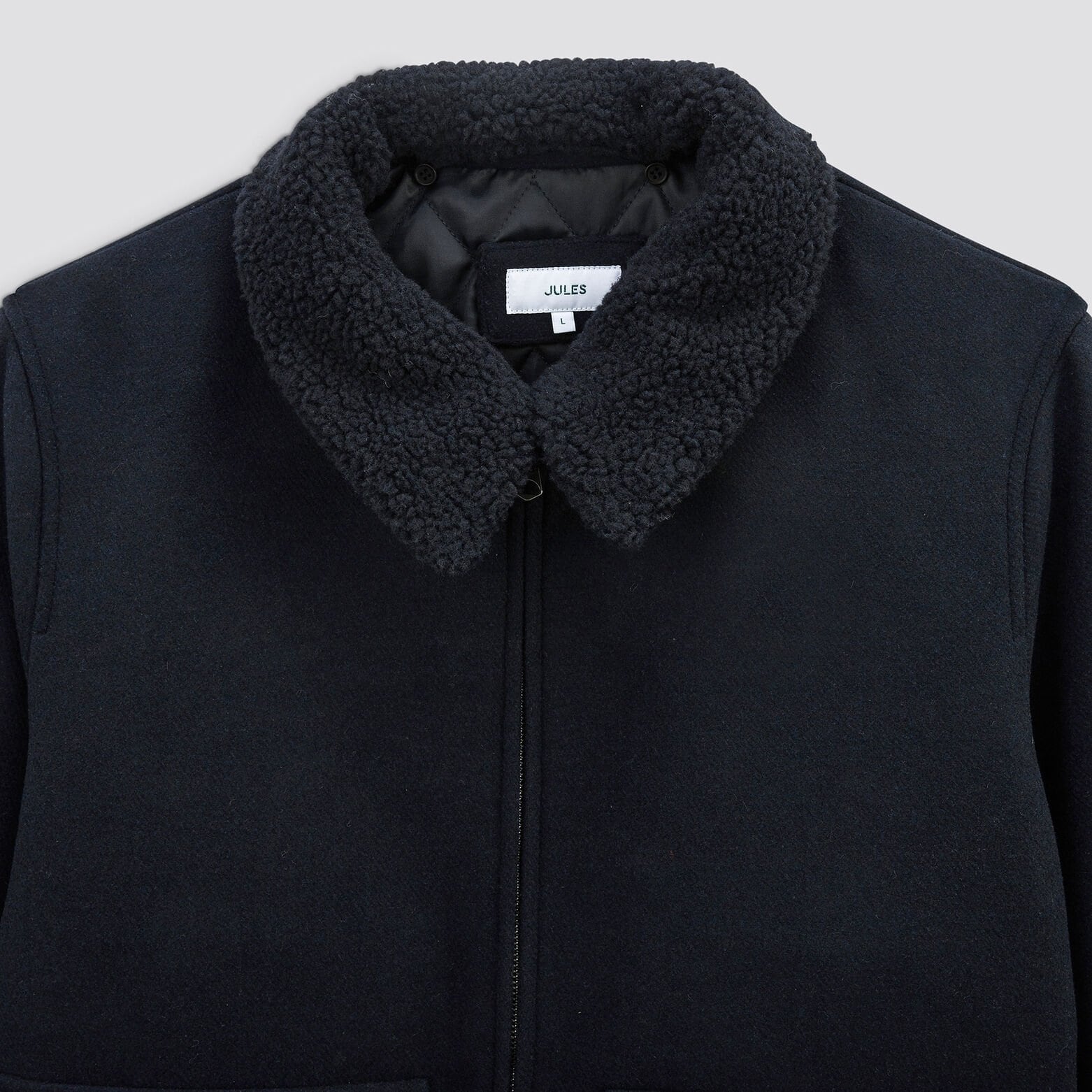 Blouson lainage col faux mouton Bleu moyen