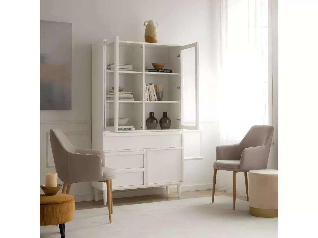 Vitrine effet bois blanc 100x182