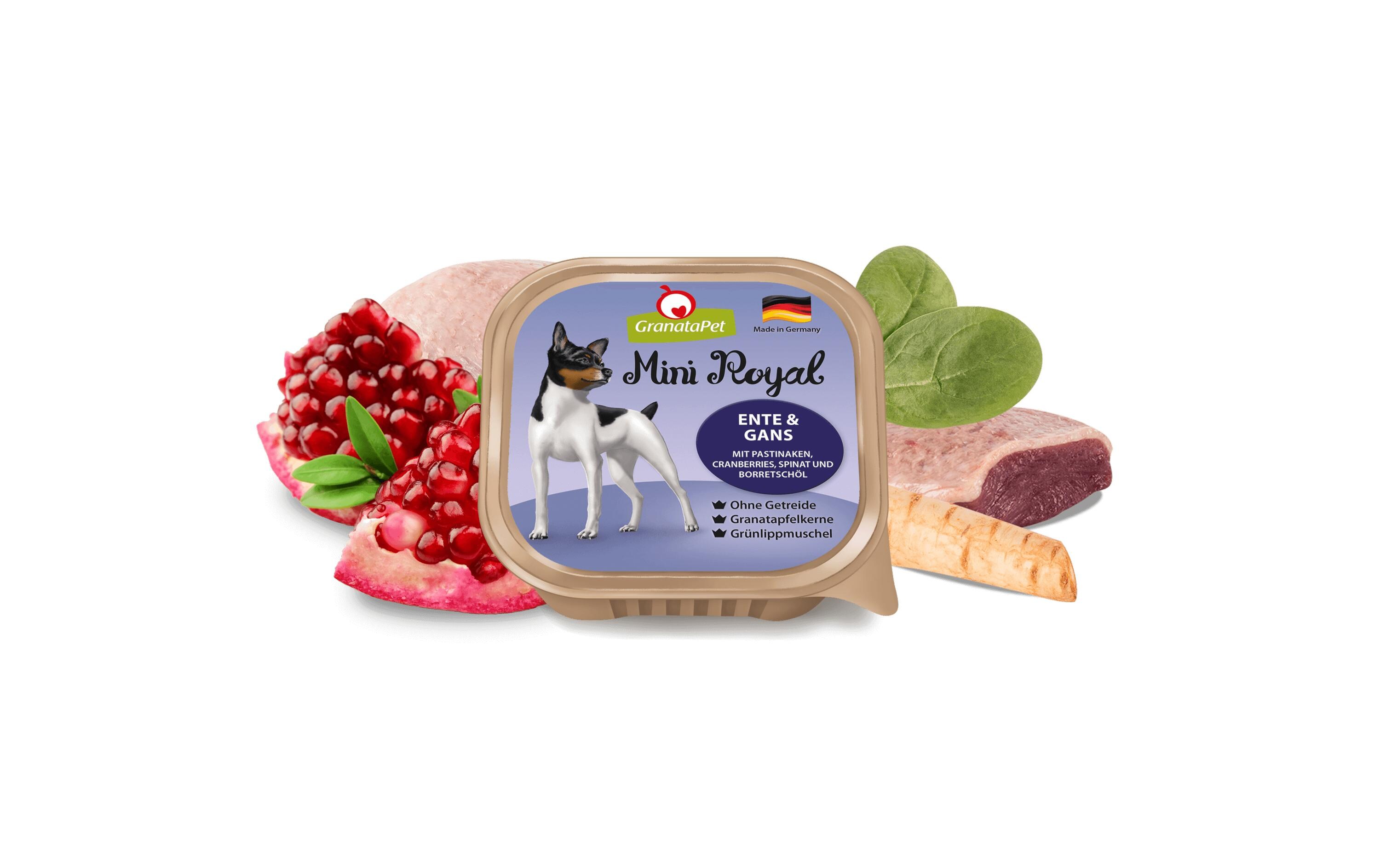 Nassfutter Mini Royal Ente & Gans 150 gAlleinfuttermittel für ausgewachsene Hunde kleiner Rassen (Gewicht 1 - 10 kg)