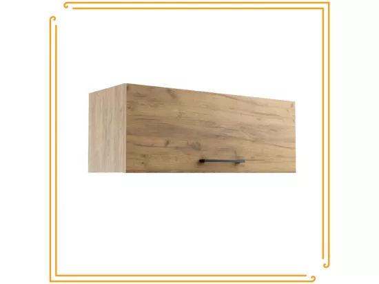 Armoire de salle de bain suspendue horizontale de 80 cm avec étagère Pawlacz en chêne artisanal noir.