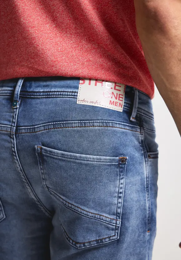 Relaxed Fit Jeansshorts - sports blue random wash