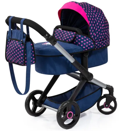 Bayer Design Kombi-Puppenwagen Xeo Blau Einhorn 65 x 37 x 74 cm