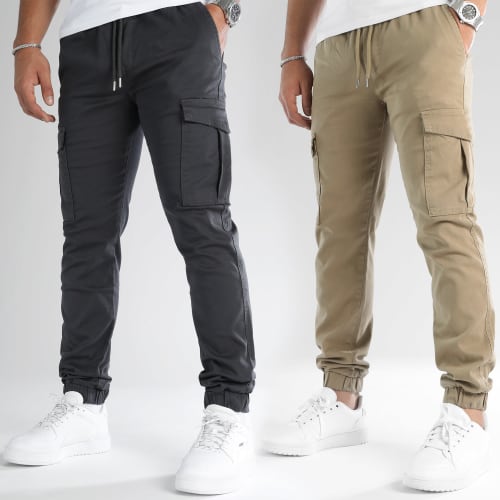 Lot De 2 Pantalons Cargo 2811 2714 Beige Foncé Gris Anthracite
