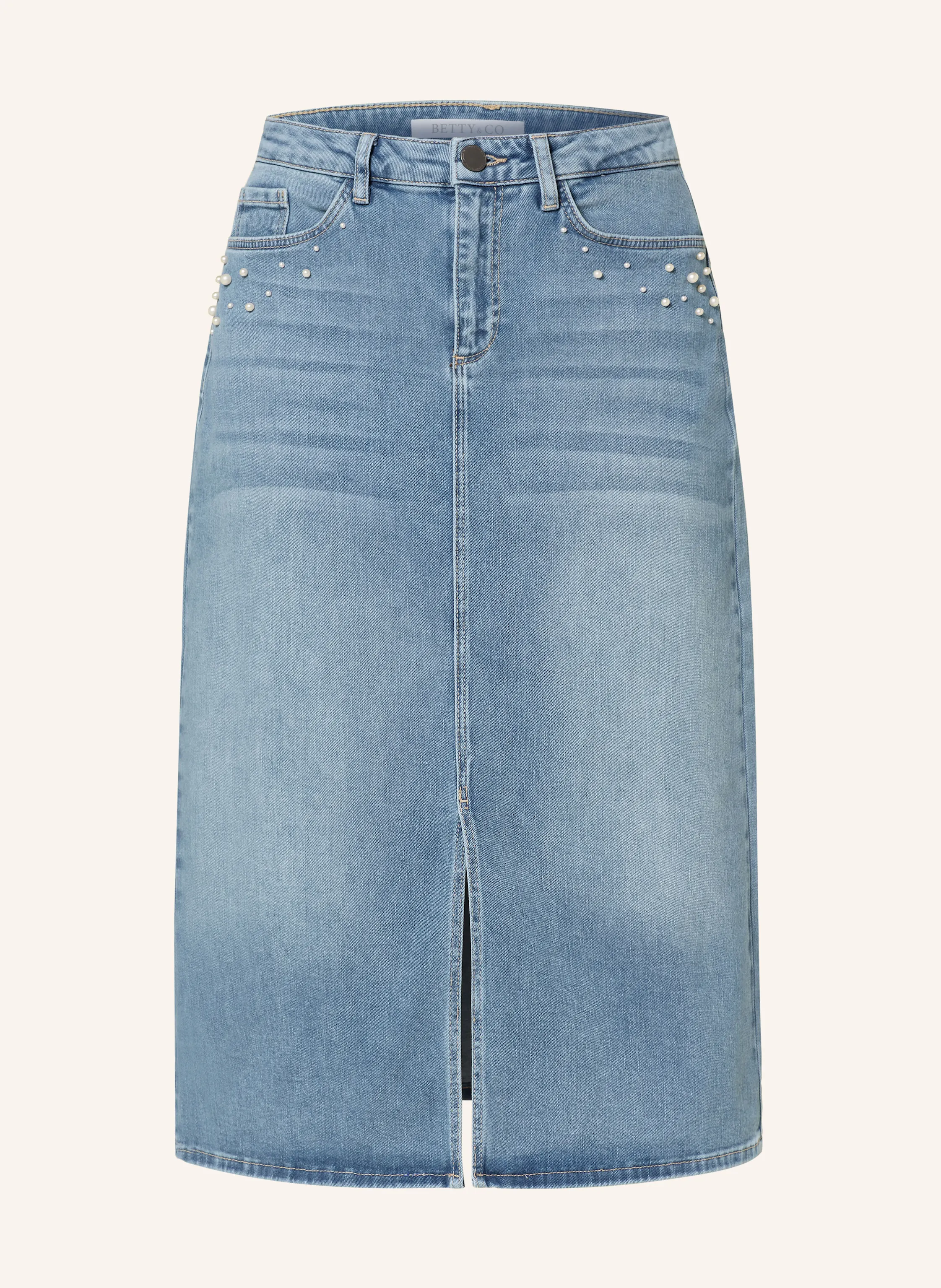 BETTY&CO Jeansrock mit Schmuckperlen