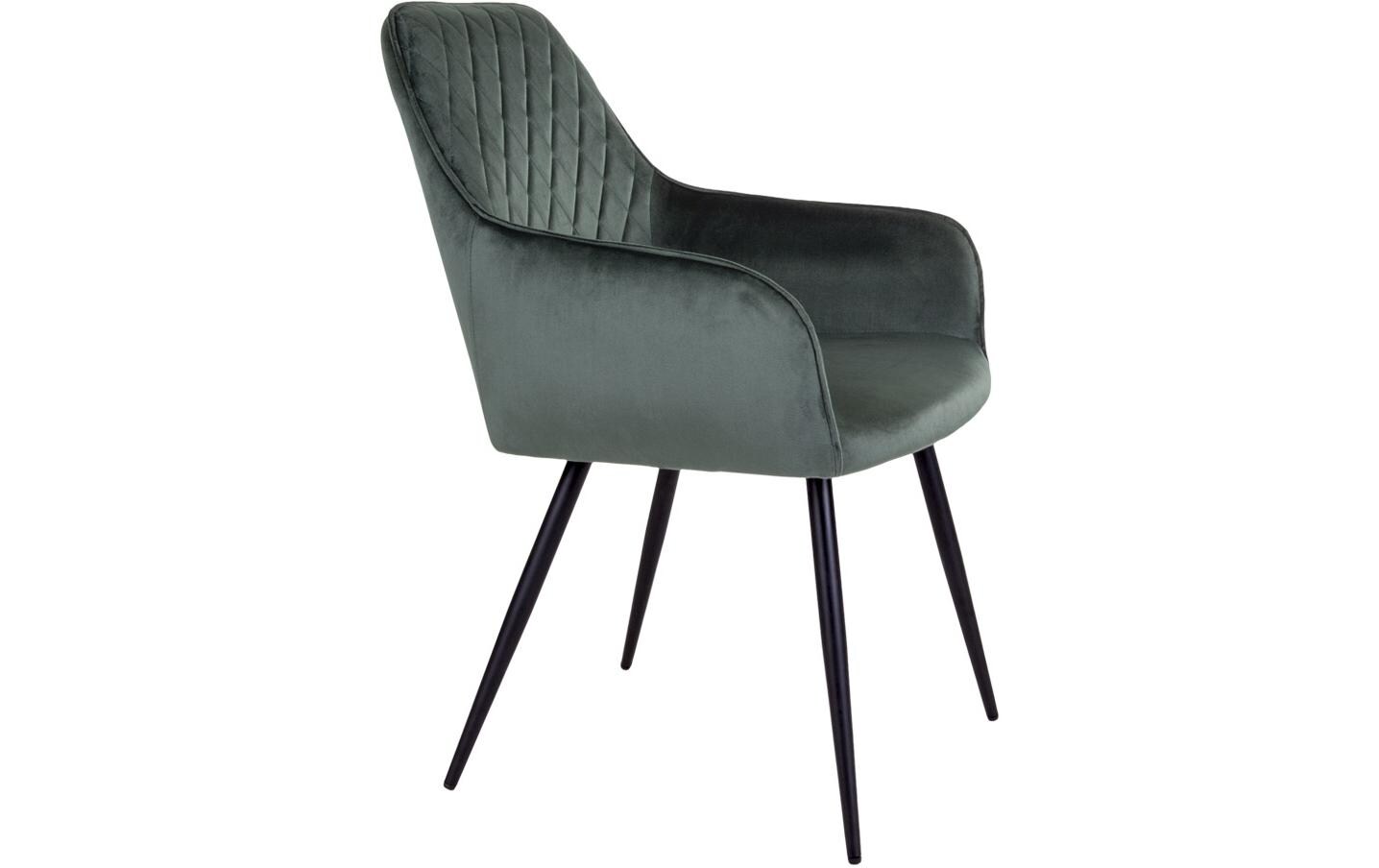 Stuhl Harbo 65 x 57 x 87, Grün/Schwarz, 2 Stück<br>Esszimmerstuhl mit Armlehnen und Rautensteppung