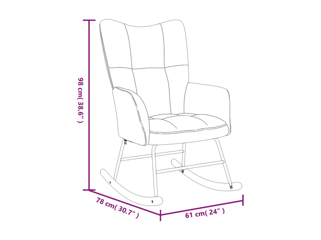 Chaise à bascule avec repose-pied Noir Velours