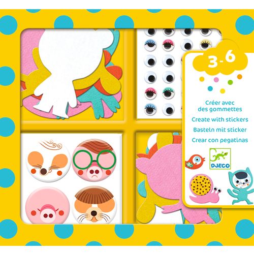 Djeco knutselset creëren met stickers - dieren