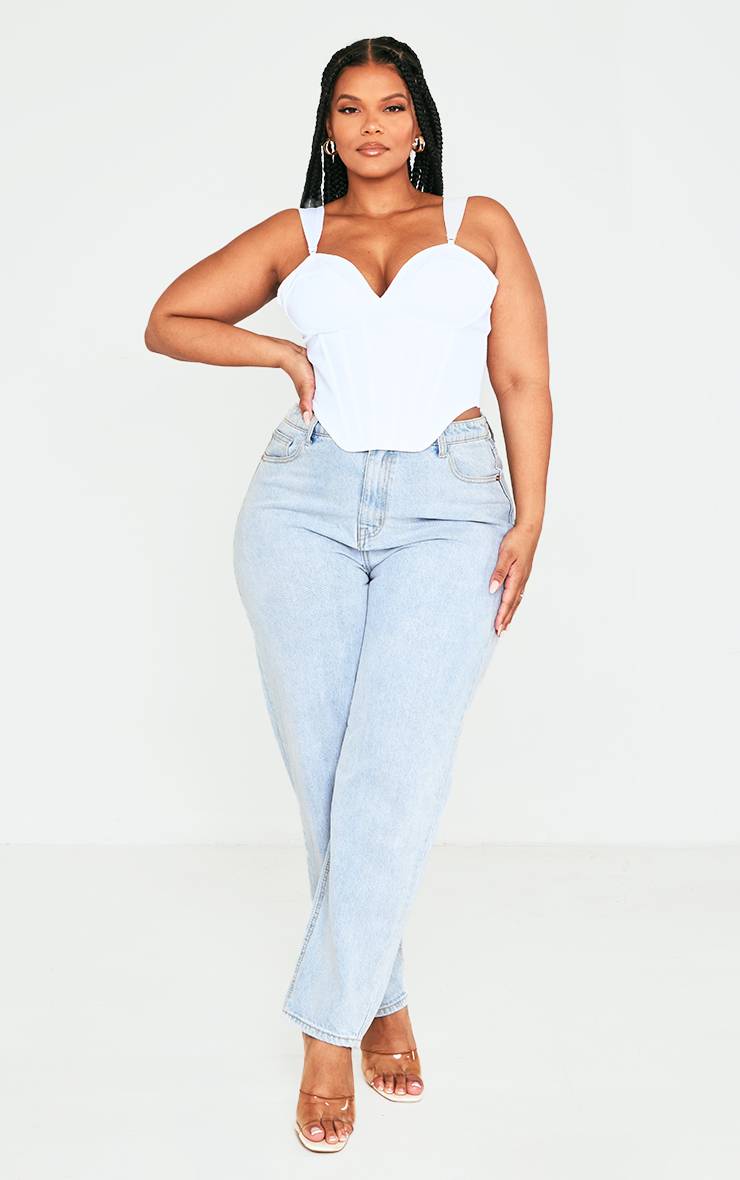Blanc Corset Bandage Plus À Ourlet Plongeant Avec Bonnets Intégrés