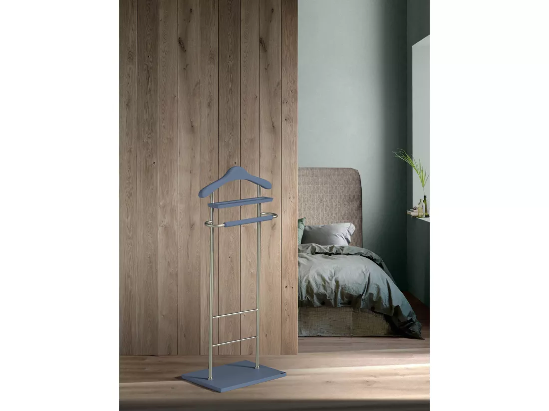 Valet de nuit - H110cm x L45cm x P28cm - hêtre massif bleu - Essence