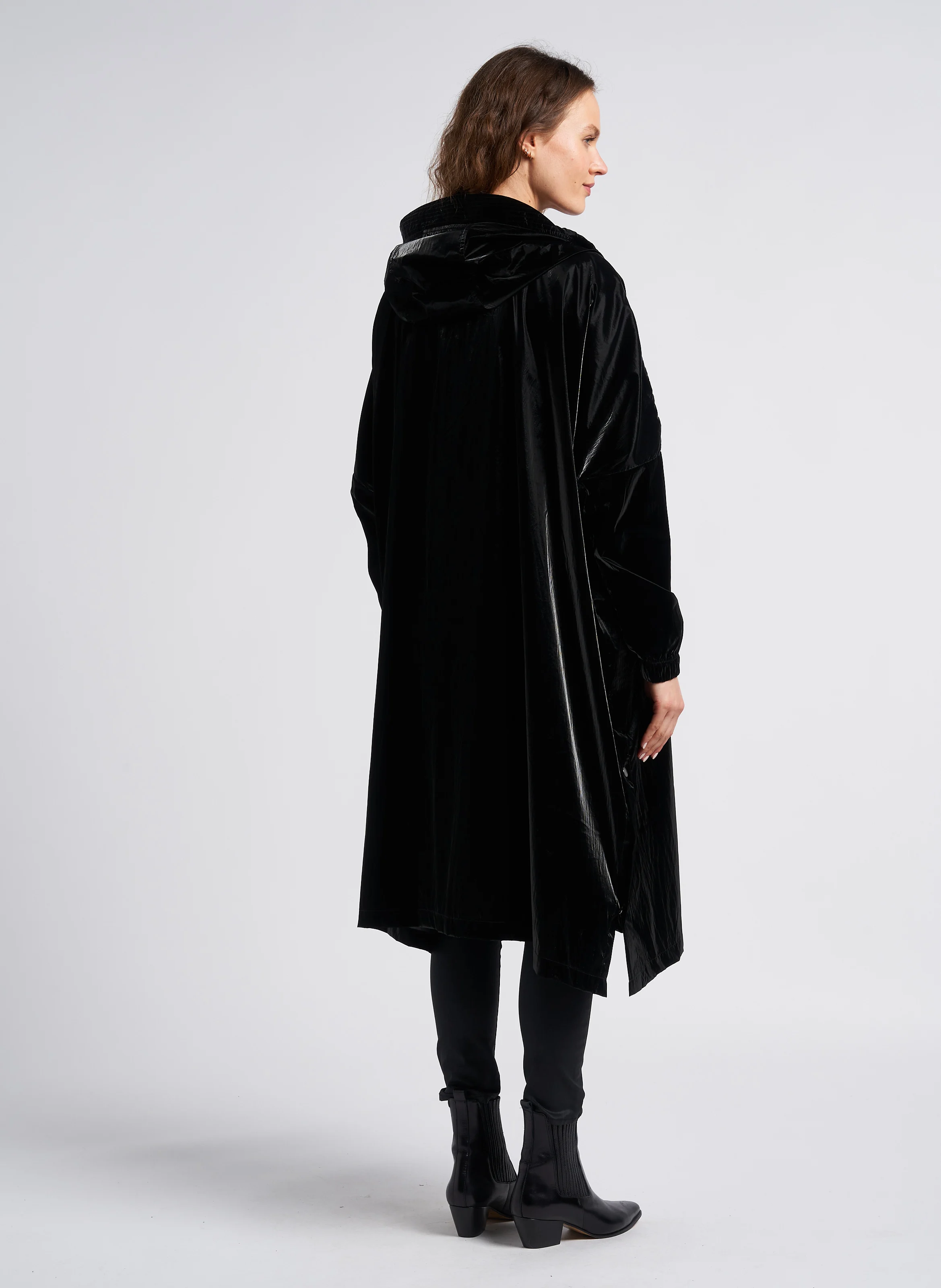 Jean enduit skinny taille haute en coton mélangé | Noir
