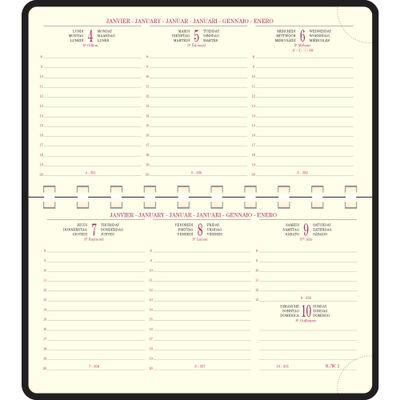 Agenda de poche spiralé Cassandra Temporel 16S - 1 semaine sur 2 pages - 8,5 x 16 cm - disponible dans différentes couleurs - Exacompta
