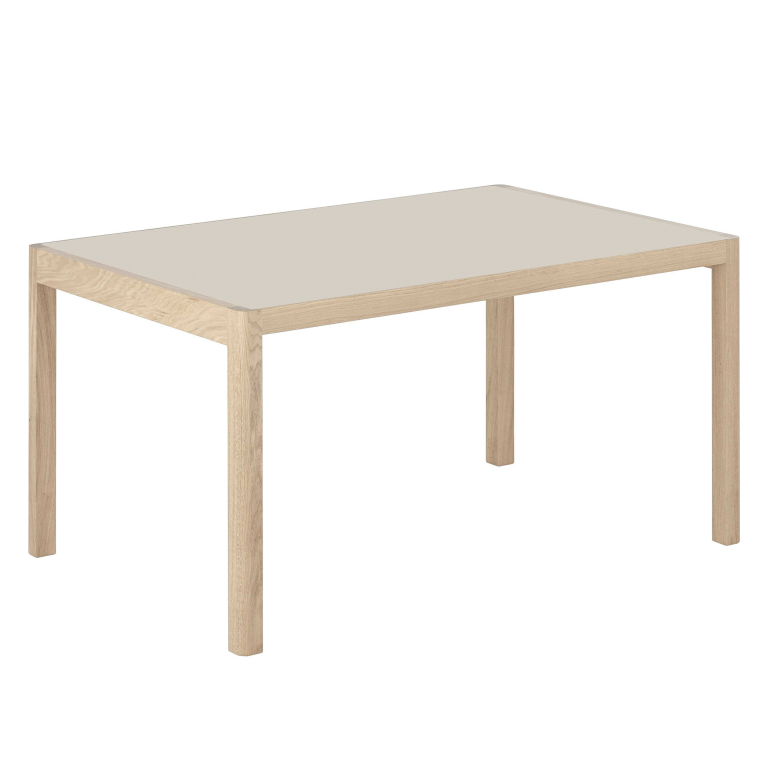 Muuto Workshop tafel 140x92cm Warm Grey Linoleum/Oak