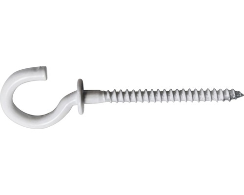 Gebogen schroefhaken met facet, 3,5 x 68 mm, wit, 100 stuks