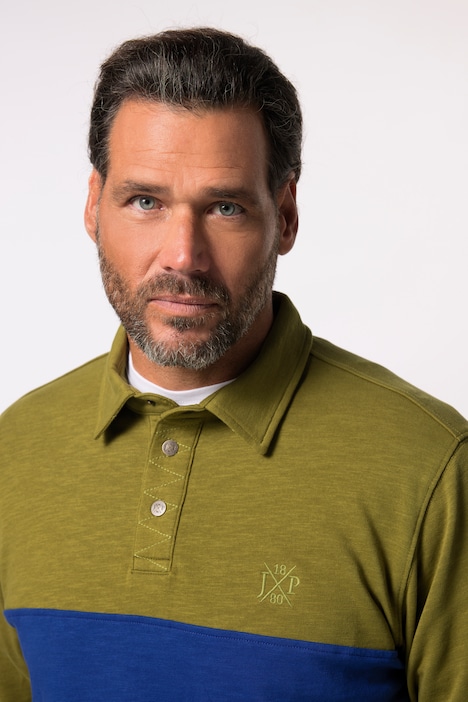 Rugby-Sweater, Brust-Streifen, Polokragen mit Druckknöpfen, bis 8 XL