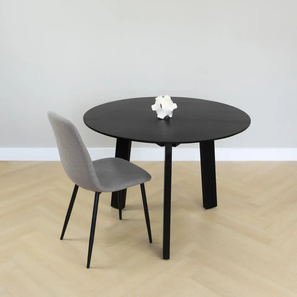 Lewis & Loft Eettafel Lien - FSC® mangohout - Rond - ø105 cm - Zwart