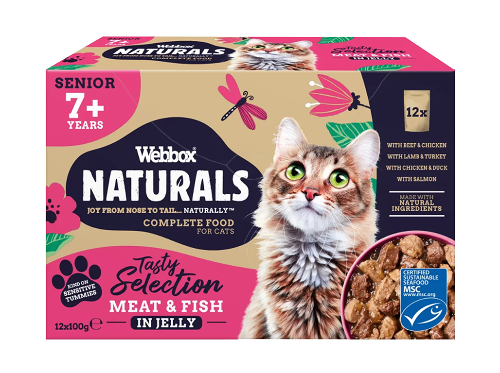 COMIDA HÚMIDA PARA GATO NATURAL WEBBOX PARA GATOS SENIORES 12X100G