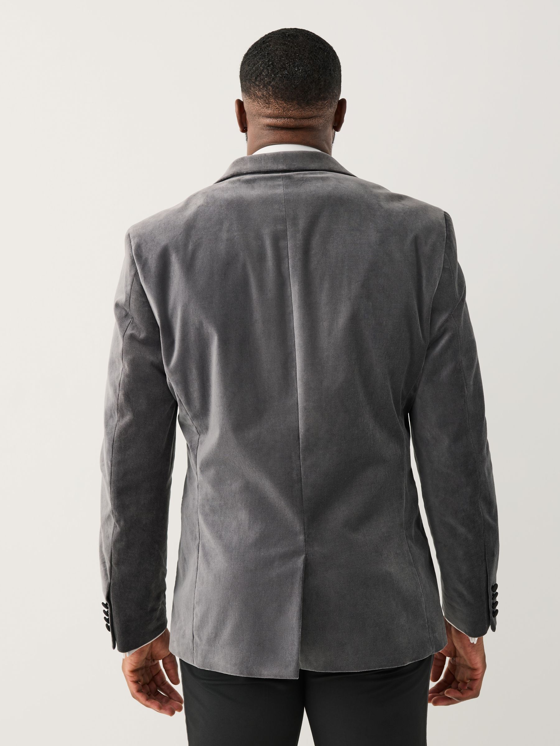 Grijs - Muscle Fit Motionflex Cotton Rich Velvet Blazer With Stretch