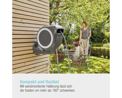 GARDENA RollUp S wandslangenbox inclusief 15 m slang, 180° draaibaar en RollControl-technologie