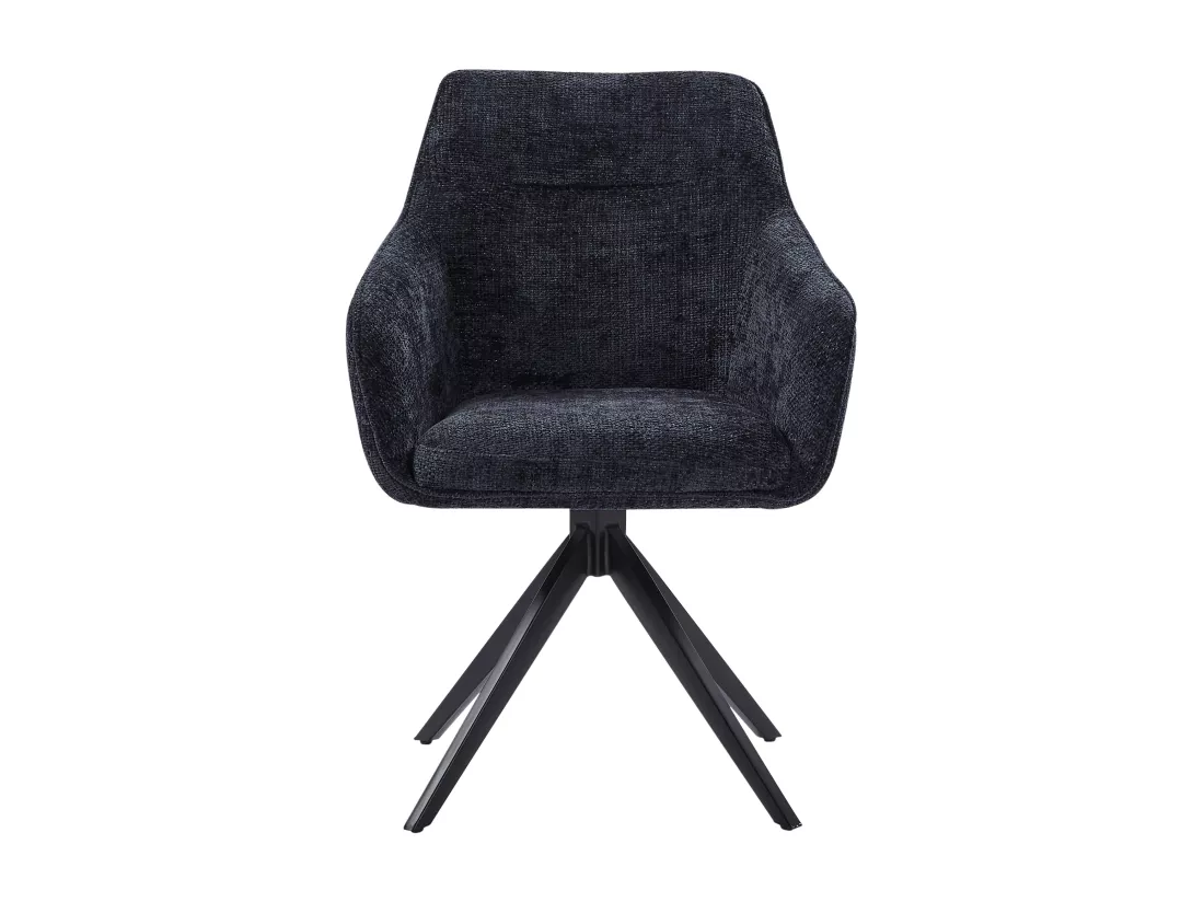 Lot de 2 chaises pivotantes avec accoudoirs en tissu texturé - Noir - MUSE de Maison Céphy