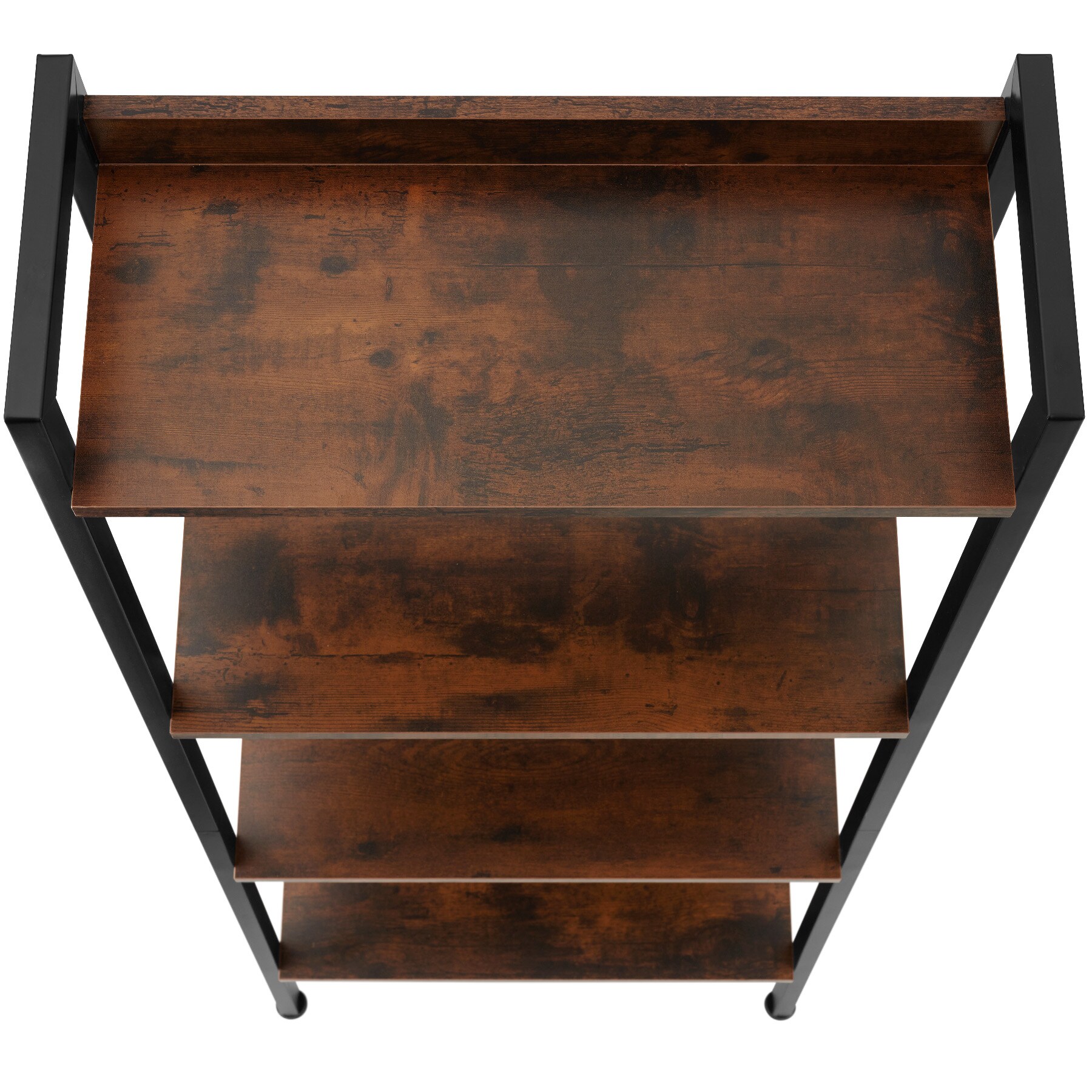 tectake® Leiterregal, Industrial Style, mit 4 offenen Fächern mit verstellbarem Einlegeboden, inklusive Kippschutz, 57,5 x 34 x 138 cm