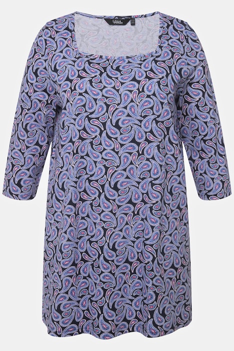 Shirt, Paisleymuster, Carree-Ausschnitt, 3/4-Arm