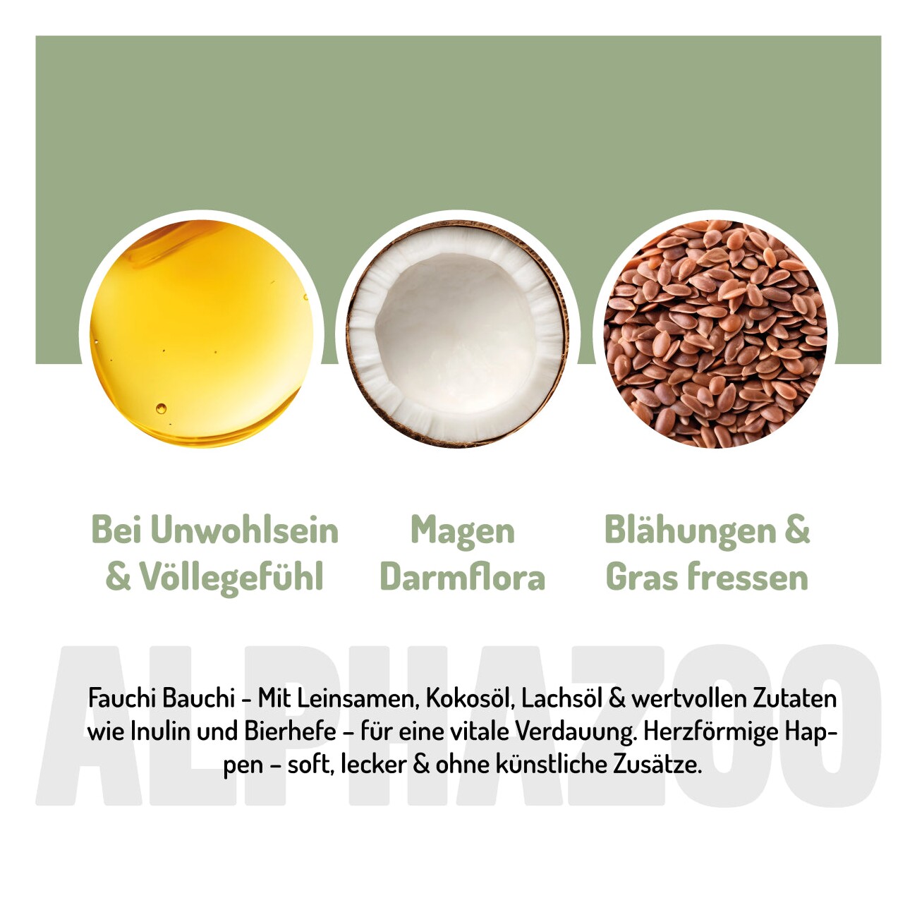ALPHAZOO Fauchi Bauchi 60g I Funktionssnack für Magen & Darm