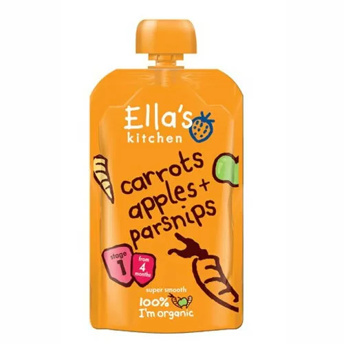 Ella's Kitchen Gulerod, Æble og Pastinak 4  mdr. Ø - 120 g.