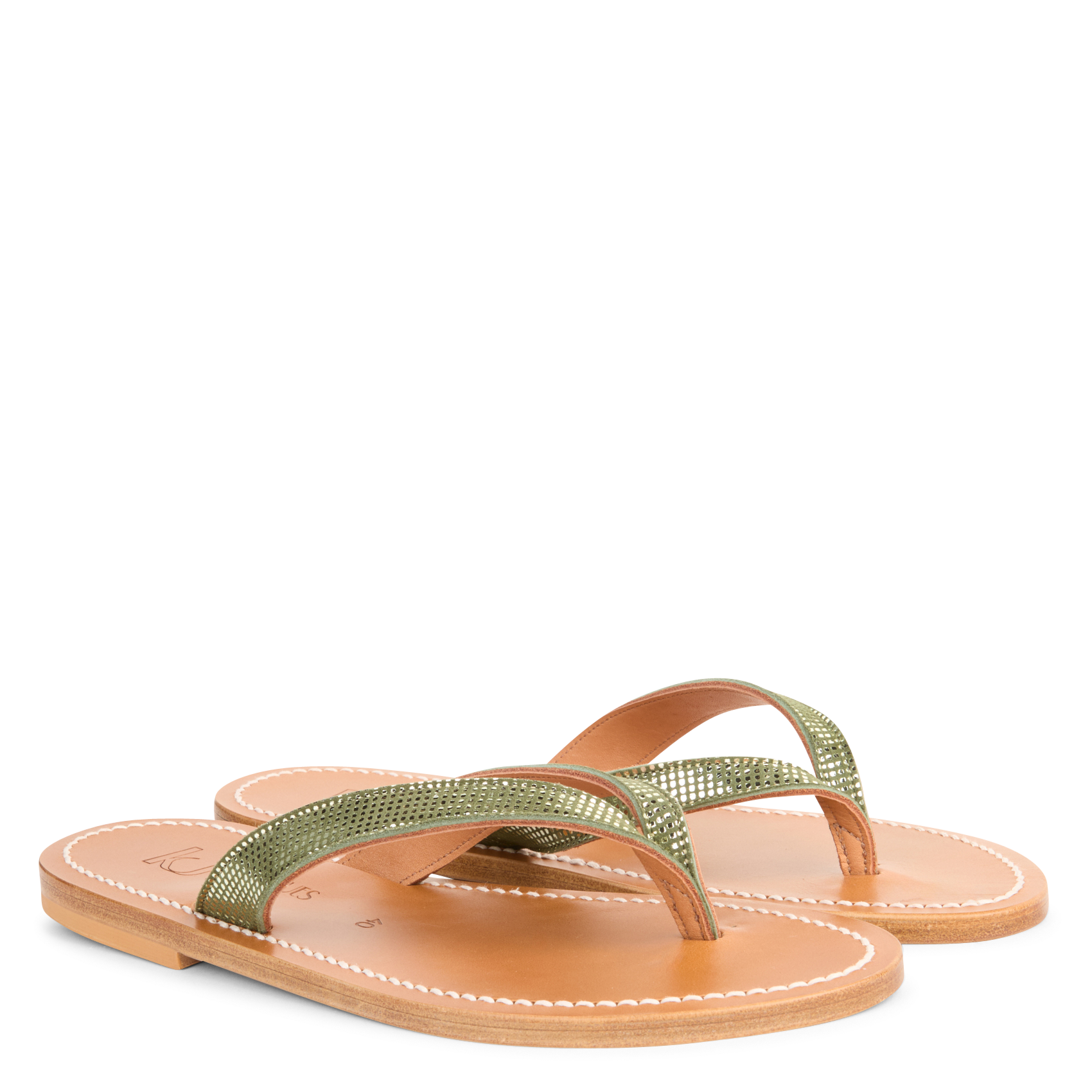 TORINO - Sandales plates en cuir| Vert