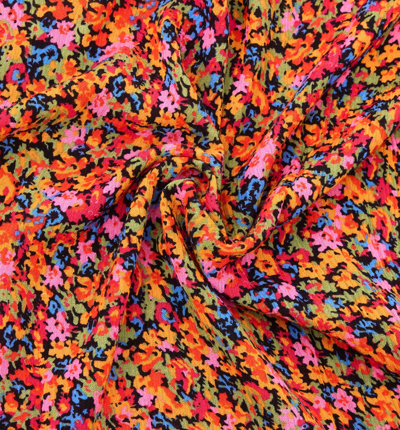 Coupon de 2 m viscose crinkle - Imprimé orange