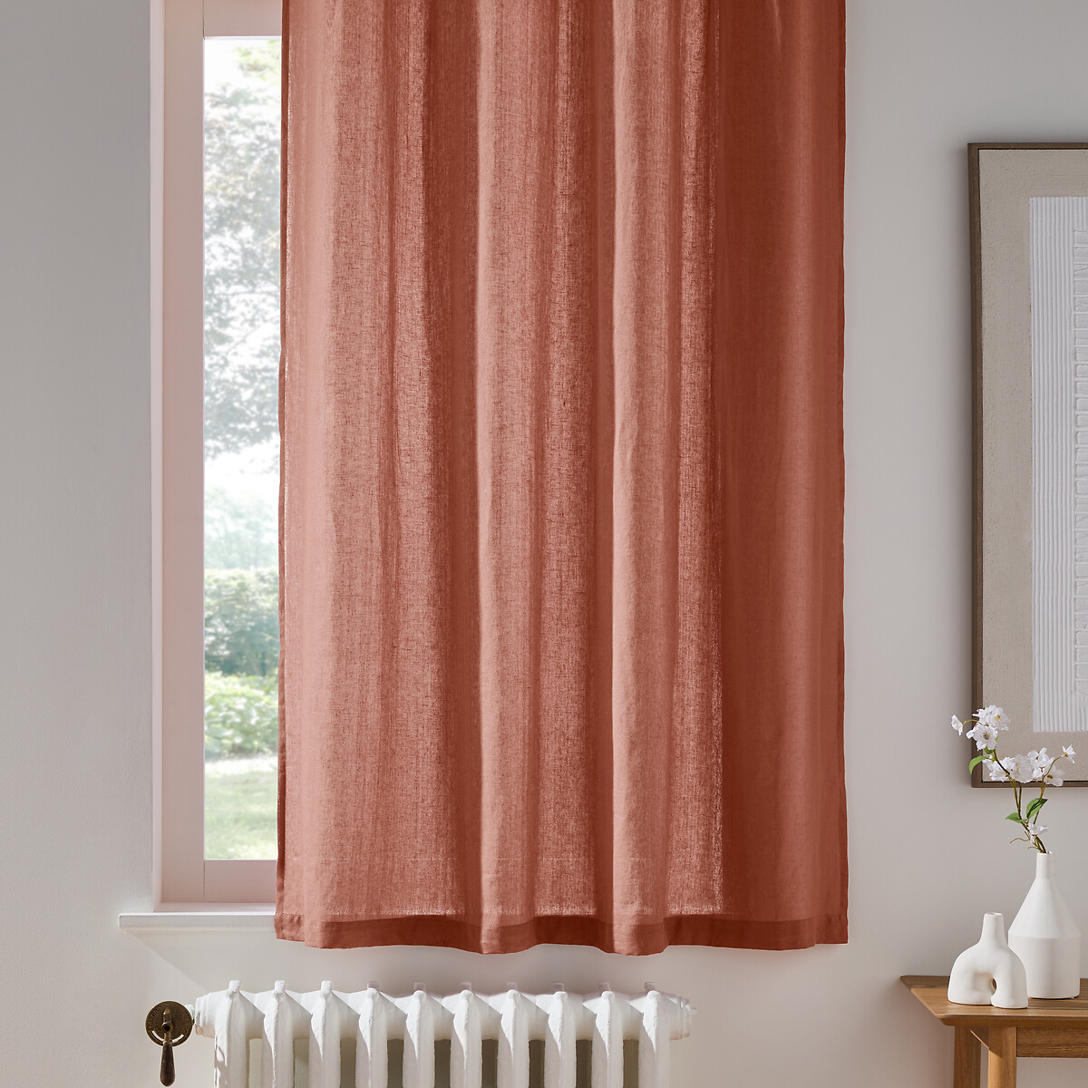 LA REDOUTE INTERIEURS<br>Cortina de linho lavado com ilhós, radiador, Onega