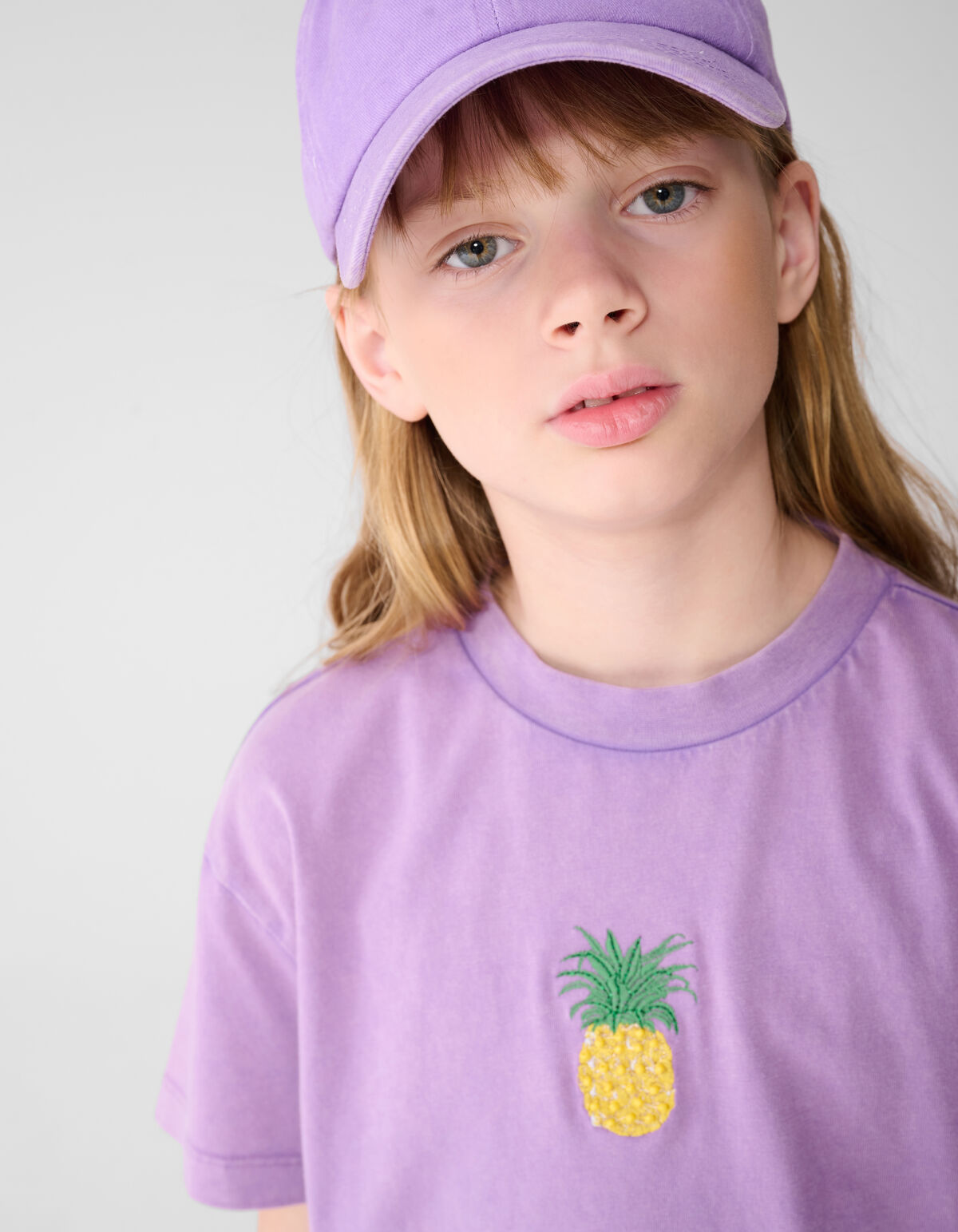 Washed Pineapple Artwork T-shirt Paars