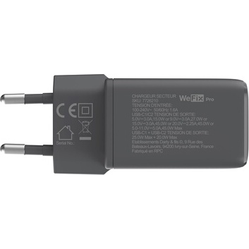 Chargeur pour téléphone mobile Wefix Pro CHARGEUR SECTEUR GaN 45W DOUBLE USB-C