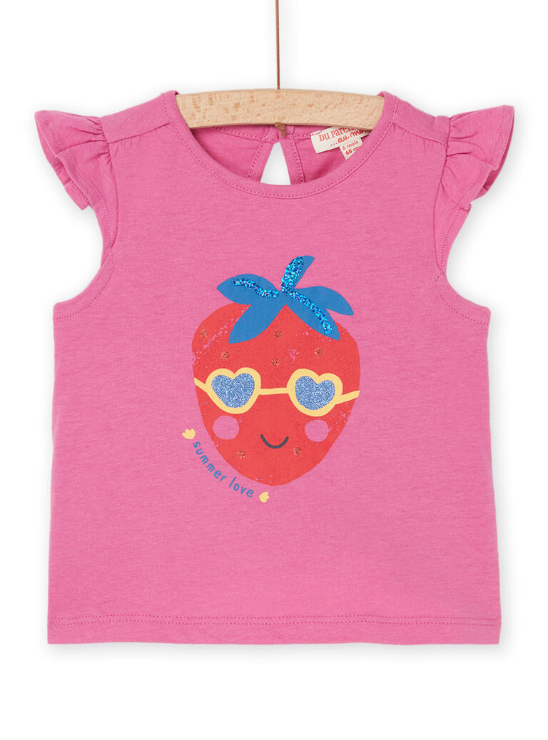 Débardeur rose à motif fraise
