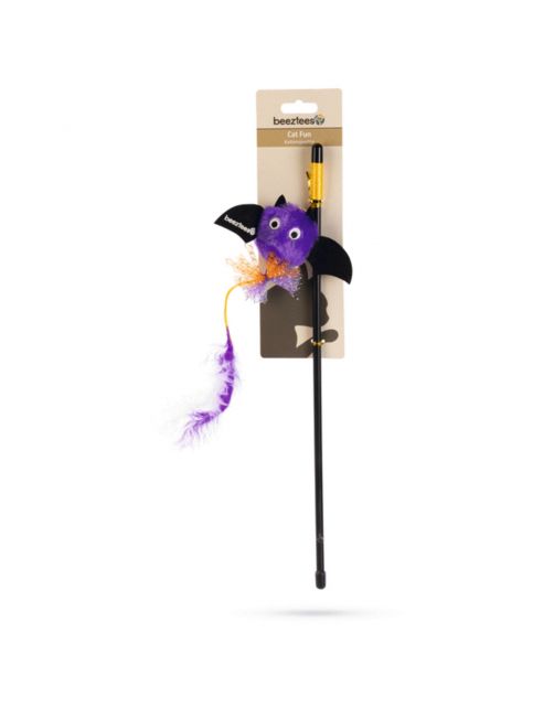 Beeztees Halloween Kattenhengel Vleermuis - Kattenspeelgoed - 42x7 cm Assorti