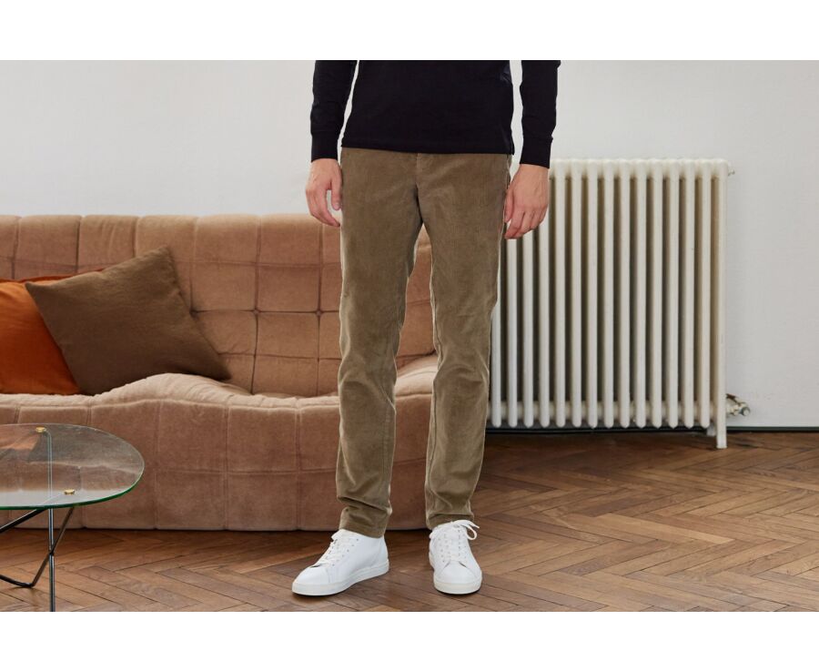 Pantalon chino velours côtelé homme Vert Sauge - NORMAN