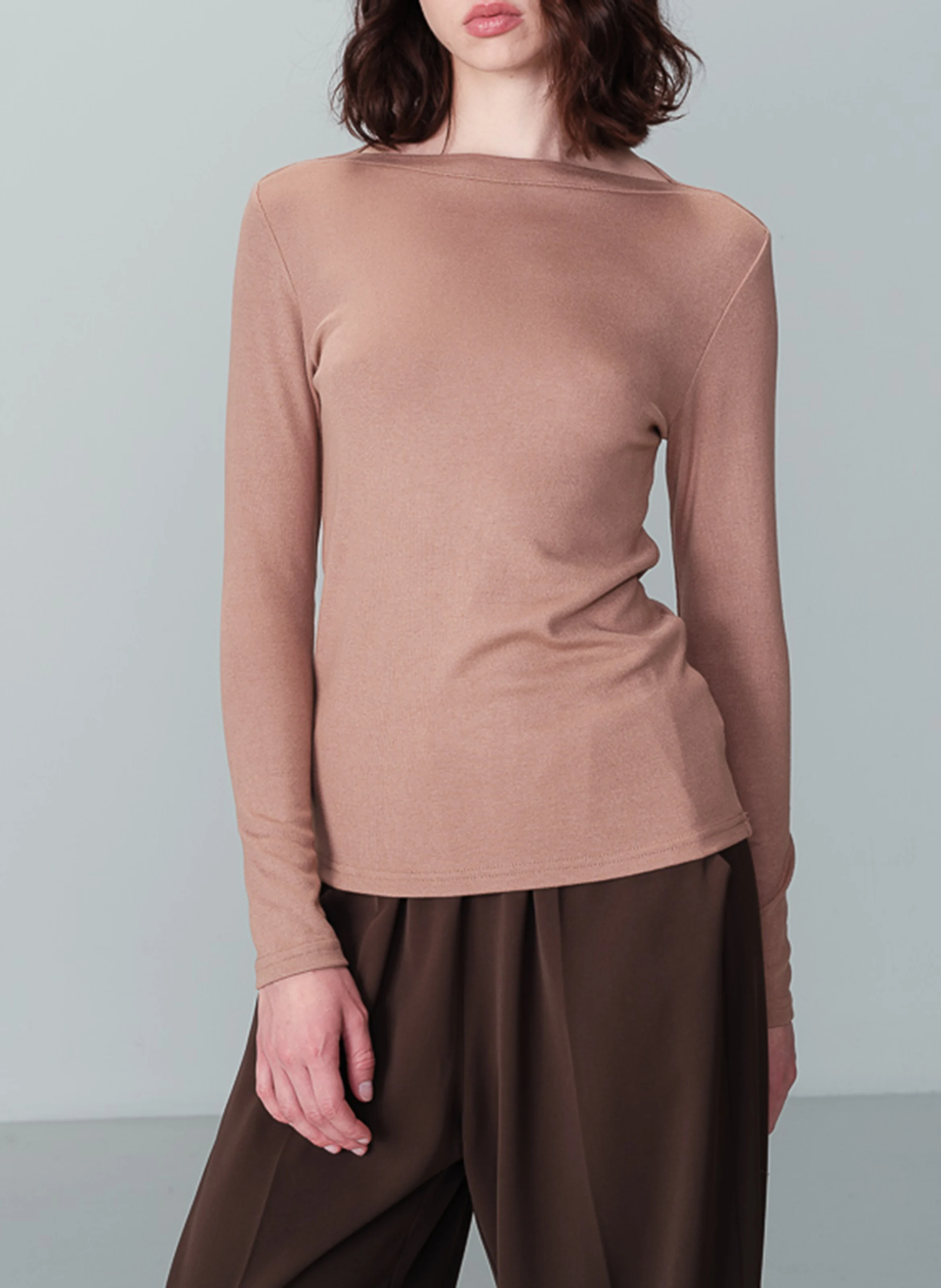 NOUS - Tee-shirt droit manches longues | Marron