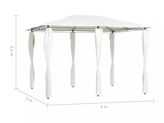 Belvédère avec revêtement de poteaux 3x4x2,6 m Crème 160 g/m²