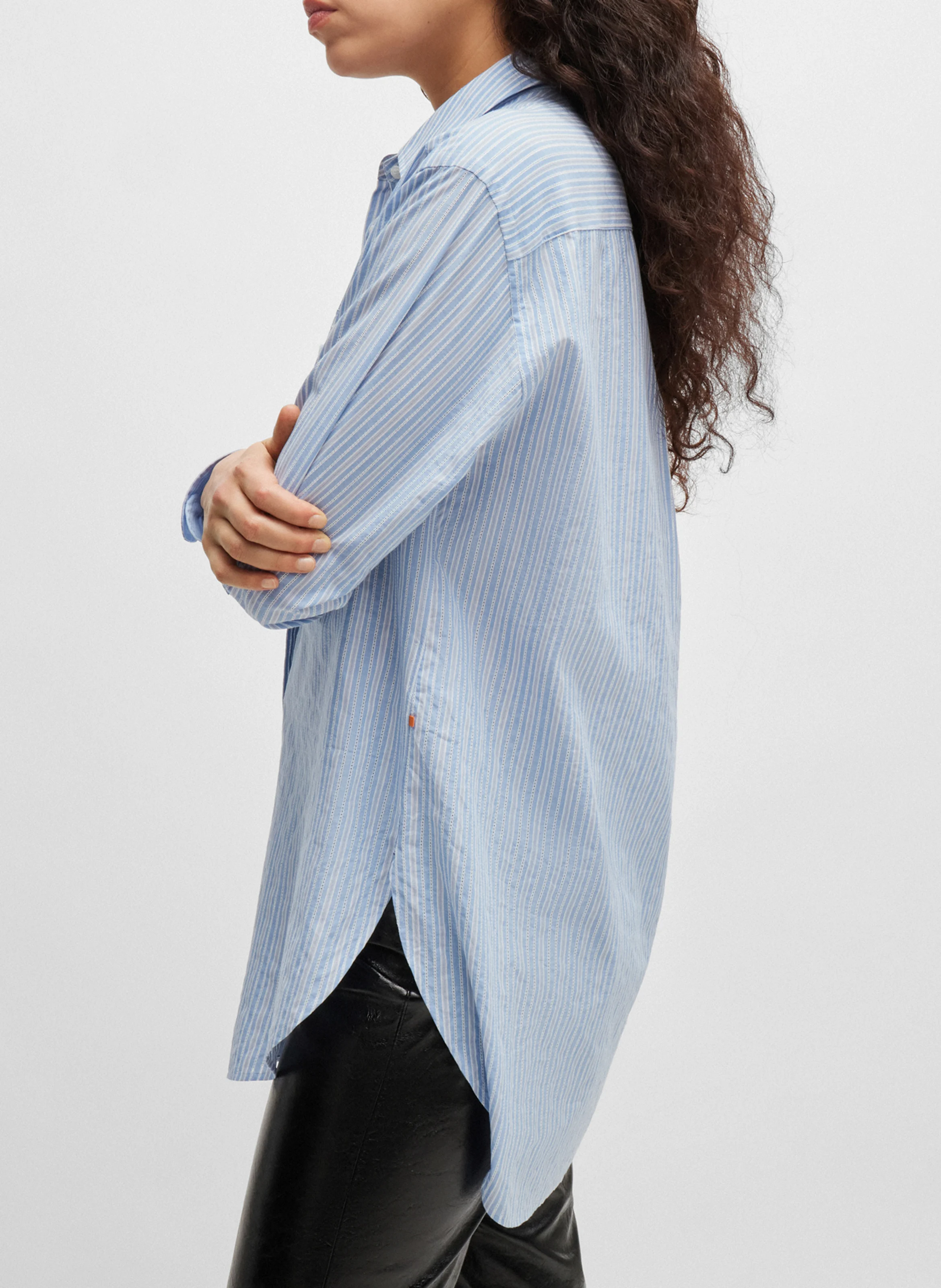 Chemise décontractée rayée en coton | Bleu