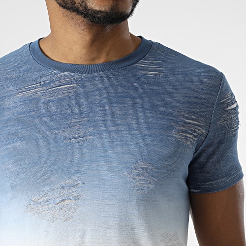 Tee Shirt Oversize Dégradé T2072 Bleu Blanc