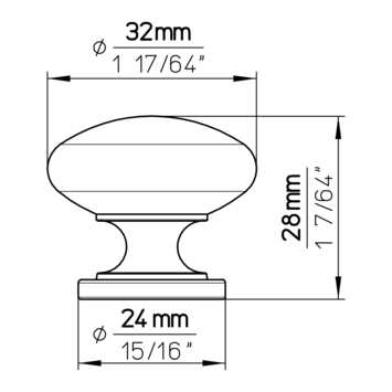 Knop Hilde zwart 32 mm