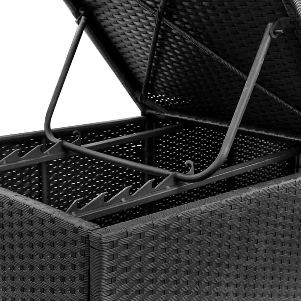Transat chaise longue bain de soleil lit de jardin terrasse meuble d'extérieur avec coussin résine tressée noir