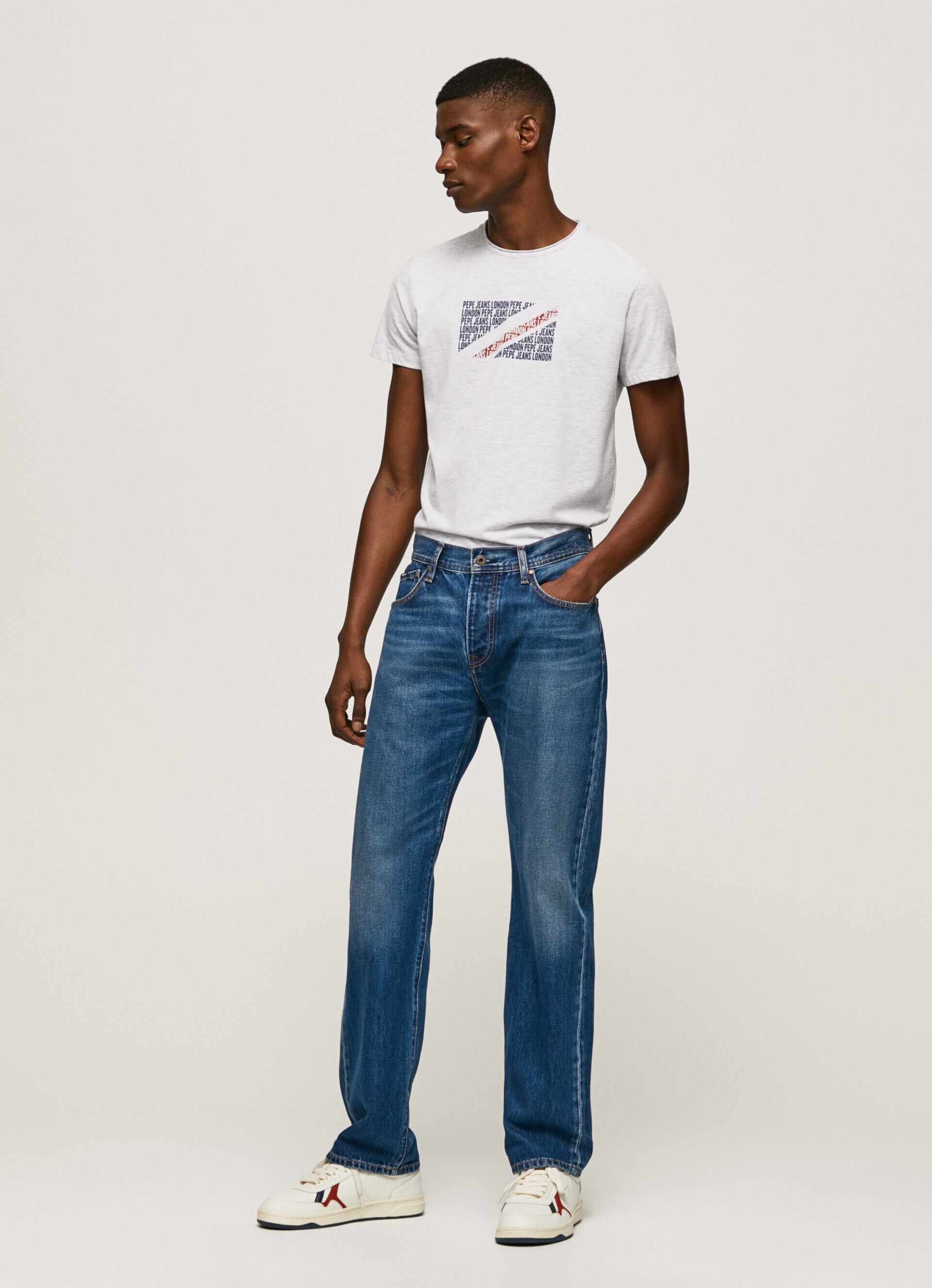 Camiseta mesclada com logotipo estampado - branca