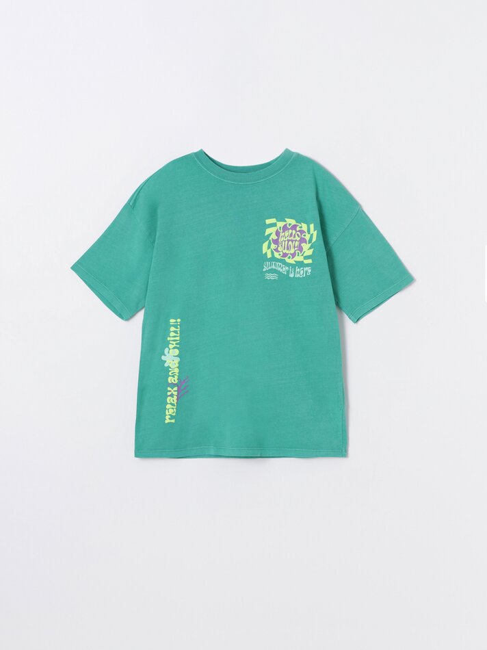 Camiseta com estampa maxi nas costas - Verde Médio